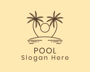 Travel - Twin Palm Tree Island logo design