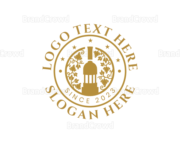 Organic Wine Bottle Vineyard Logo