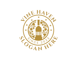 Organic Wine Bottle Vineyard logo design