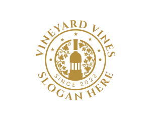 Organic Wine Bottle Vineyard logo design