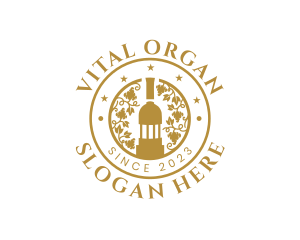 Organic Wine Bottle Vineyard logo design