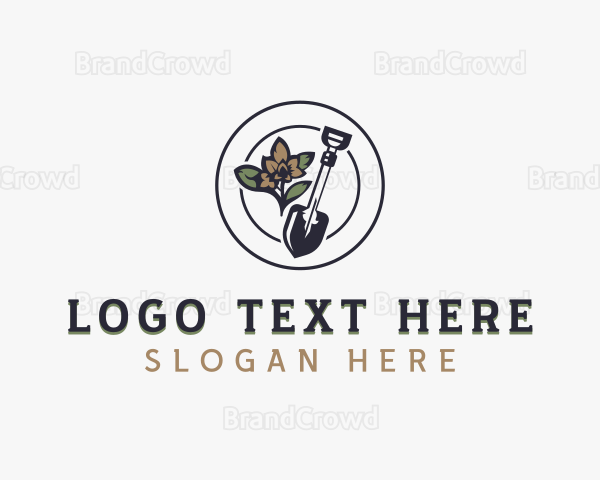 Shovel Flower Landscaping Logo