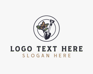 Lawn Care - Shovel Flower Landscaping logo design