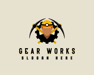 Miner Pickaxe Gear logo design