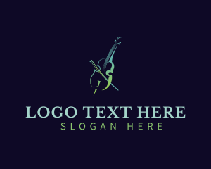 Cello - Violin Instrument Music logo design