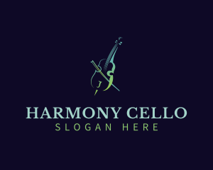 Cello - Violin Instrument Music logo design