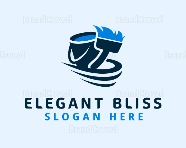 Blue Paint Brush & Bucket Logo