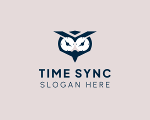 Clock Owl Bird logo design