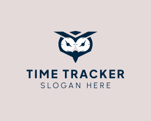 Clock Owl Bird logo design