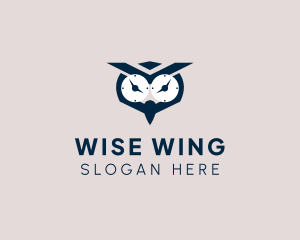 Clock Owl Bird logo design