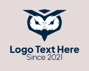 Wise - Clock Owl Bird logo design