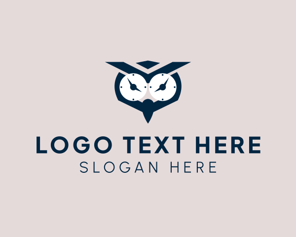 Avian - Clock Owl Bird logo design