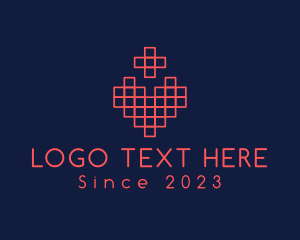 Squares - Tetris Brick Cross Heart logo design