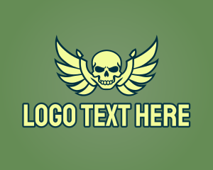 Menacing - Military Skull Wings logo design