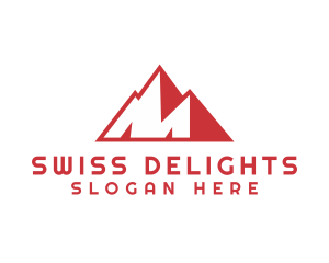 Swiss - Red Mountains Letter M logo design