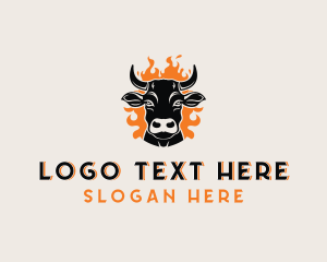 Flame - Cow Head Barbecue logo design