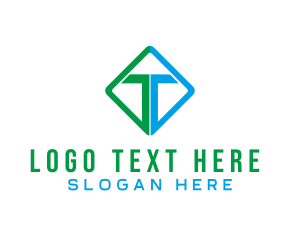 Letter T - Green Blue Diamond T logo design