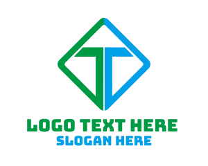 Fabrication - Green Blue Diamond T logo design