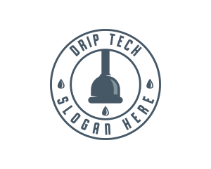 Leak - Plunger Plumbing Water Drop logo design