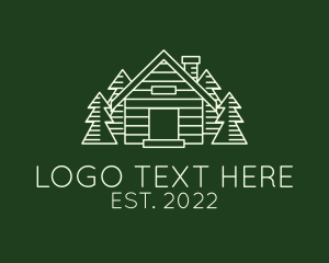 Forest - Cabin House Pine Tree logo design