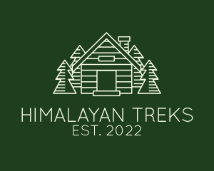 Cabin House Pine Tree  logo design