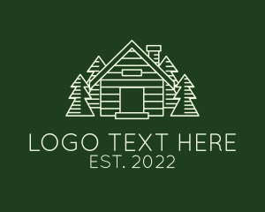 Log Cabin - Cabin House Pine Tree logo design