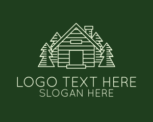 Cabin House Pine Tree  Logo