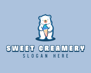 Sundae Dessert Polar Bear logo design