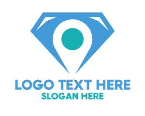 Precious Stone - Blue Diamond Location Pin logo design