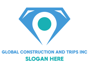 Jewel - Blue Diamond Location Pin logo design