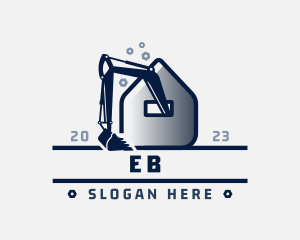 Worker - Excavator House Construction logo design