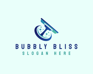 Housekeeping Squeegee Bubble logo design