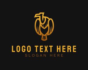 Monoline - Gold Bird Vulture logo design