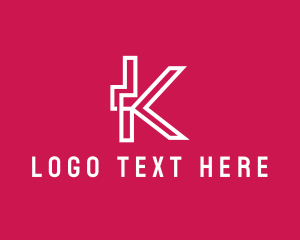 Womens - Geometric Tech Letter K logo design