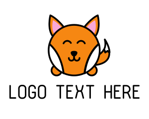 Orange Puppy - Cute Corgi Dog logo design