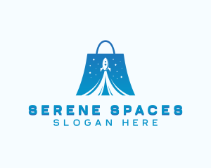 Space Rocket Shopping Bag logo design