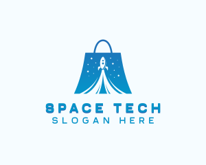 Space Rocket Shopping Bag logo design