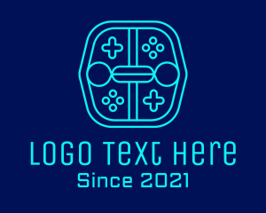 Blue - Minimalist Gaming Robot logo design