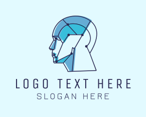 Psychotherapy - Tech Humanoid Cyborg logo design