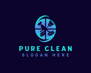 Cleaning Tool Sanitation logo design