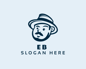 Barber - Mustache Farmer Man logo design