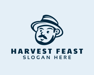 Mustache Farmer Man logo design