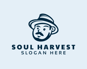 Mustache Farmer Man logo design