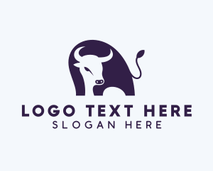 Negative Space - Wildlife Bull Animal logo design
