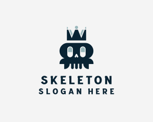 Skull Skeleton Crown logo design