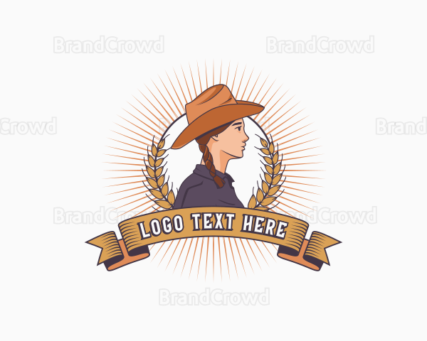 Cowgirl Wheat Farmer Logo