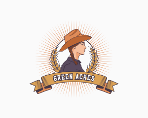 Farmer - Cowgirl Wheat Farmer logo design