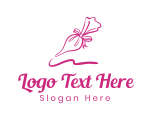 Pastry - Pink Ribbon Icing Bag logo design