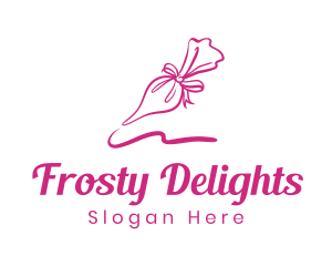 Icing - Pink Ribbon Icing Bag logo design