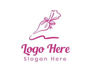 Culinary - Pink Ribbon Icing Bag logo design